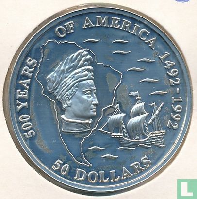 Cook-Inseln 50 Dollar 1993 (PP) "500 years of America - Amerigo Vespucci" - Bild 2