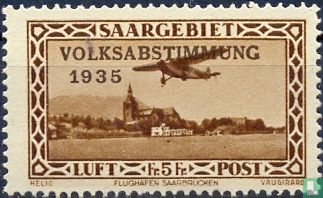 Airmail with overprint "VOLKSABSTIMMUNG 1935" - Image 1
