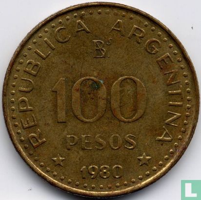Argentinien 100 Peso 1980 (vermessingtem Stahl) - Bild 1