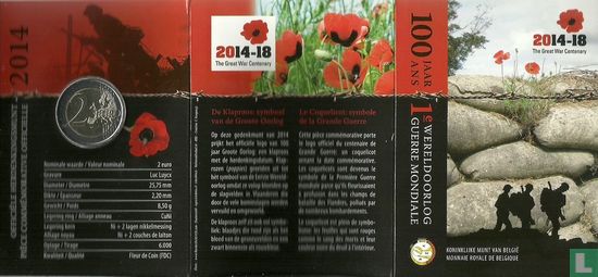 Belgien 2 Euro 2014 (Folder) "100th anniversary of the beginning of the First World War" - Bild 2