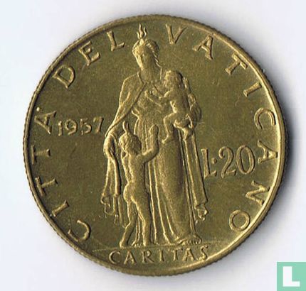 Vatikan 20 Lire 1957 - Bild 1