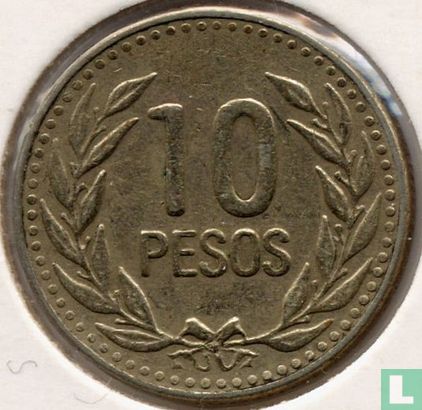 Colombia 10 pesos 1989 (type 2) - Image 2