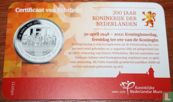 Coincard Nederland penning 30 april 1948 - 2012: koninginnedag, feestdag ter ere van de koningin - Afbeelding 3