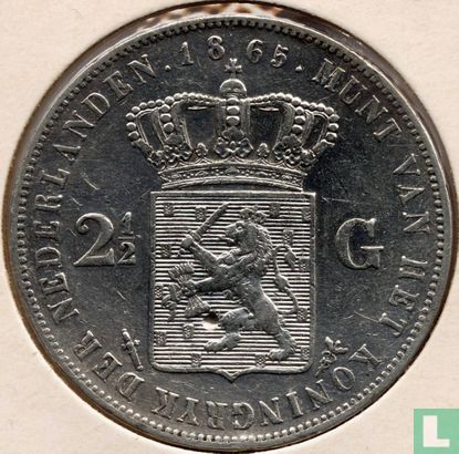 Pays-Bas 2½ gulden 1865 (type 1) - Image 1