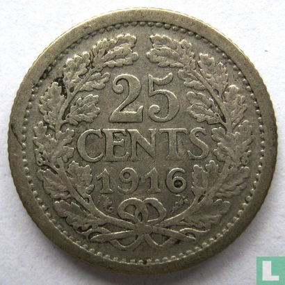 Nederland 25 cents 1916 - Afbeelding 1