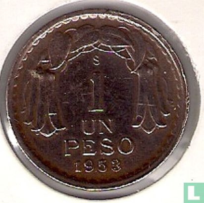 Chili 1 peso 1953 (type 2) - Afbeelding 1