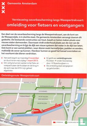 Vernieuwing oeverbescherming langs Weespertrekvaart: omleiding voor fietsers en voetgangers - Afbeelding 1