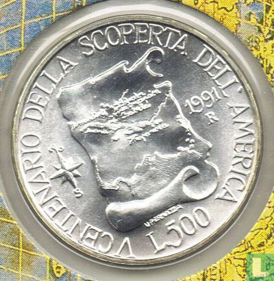 Italien 500 Lire 1991 "Christopher Columbus - 500th anniversary Discovery of America" - Bild 1