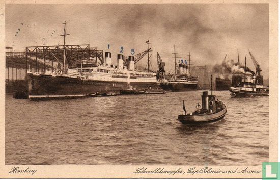  HAMBURG - Hafen mit Dampfern Cap Polonio + Cap Arcona (Hamburg-Süd) - Bild 1