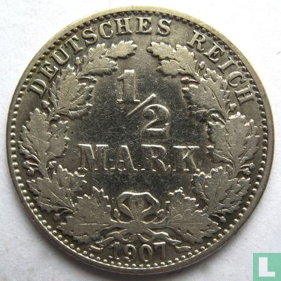 Empire allemand ½ mark 1907 (J) - Image 1