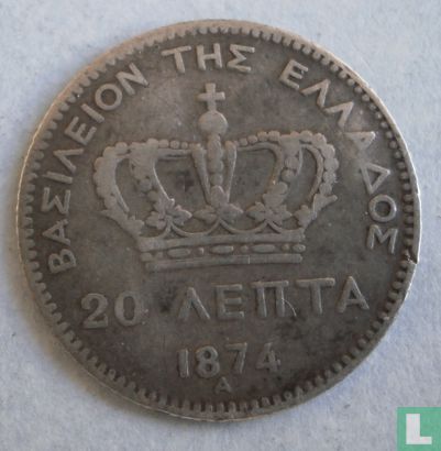 Grèce 20 lepta 1874 - Image 1