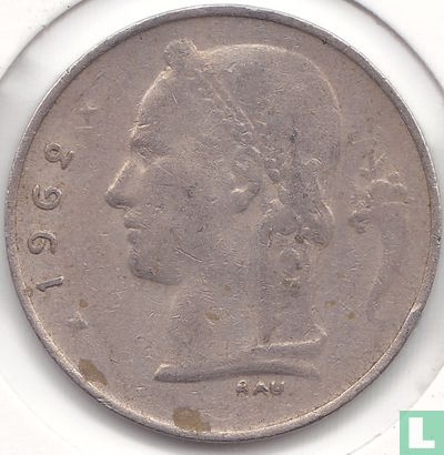 Belgique 1 franc 1962 (FRA) - Image 1