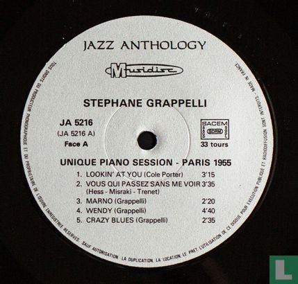 Stephane Grappelli Unique Piano Session Paris 1955 - Afbeelding 3