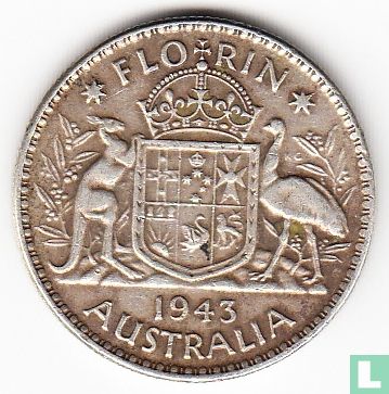 Australië 1 florin 1943 (geen muntteken) - Afbeelding 1