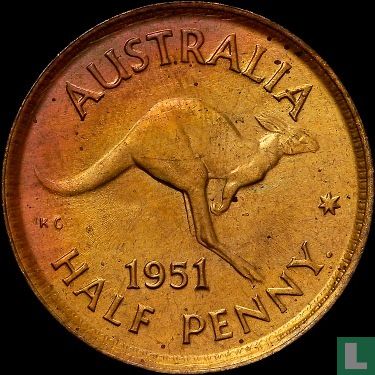 Australien ½ Penny 1951 (ohne punkt, ruckseite 5) - Bild 1