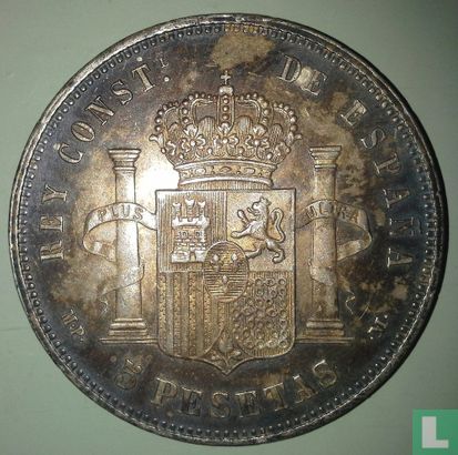 Espagne 5 pesetas 1890 (MP-M) - Image 2