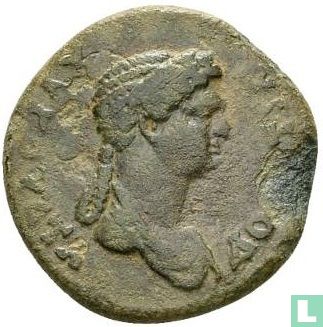 AE 19mm van keizerin Domitia, vrouw van Domitianus 81-96, geslagen in Lydië, Philadelphia  - Afbeelding 2