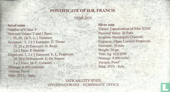 Vaticaan jaarset 2014 (PROOF) - Afbeelding 3