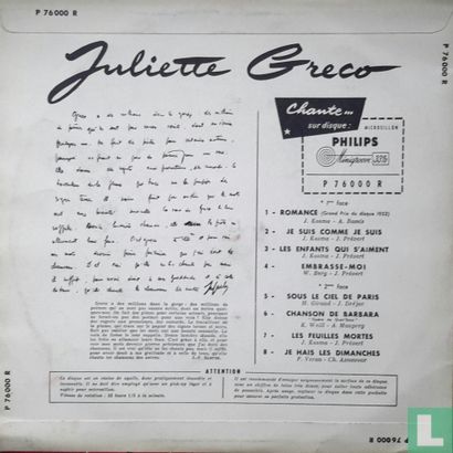 Juliette Gréco chante ses derniers succès - Afbeelding 2