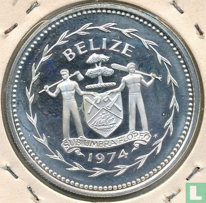 Belize 5 dollars 1974 (PROOF - zilver) "Keel-billed toucan" - Afbeelding 1
