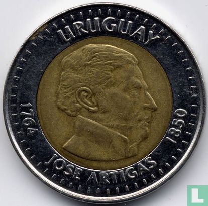 Uruguay 10 pesos 2000 (without asterisks around date) - Image 2
