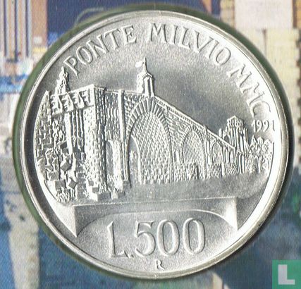 Italy 500 lire 1991 "2100th anniversary Ponte Milvio in Rome" - Image 1