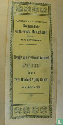 Nederlandsche Gutta-Percha Maatschappij, Bewijs van Preferent aandeel, 250 Gulden, 1911  - Image 2
