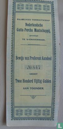 Nederlandsche Gutta-Percha Maatschappij, Bewijs van Preferent aandeel, 250 Gulden, 1908 - Bild 2