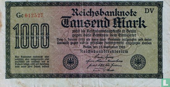 Reichsbank, 1000 Mark 1922 (P.76g - Ros.75q) - Image 1