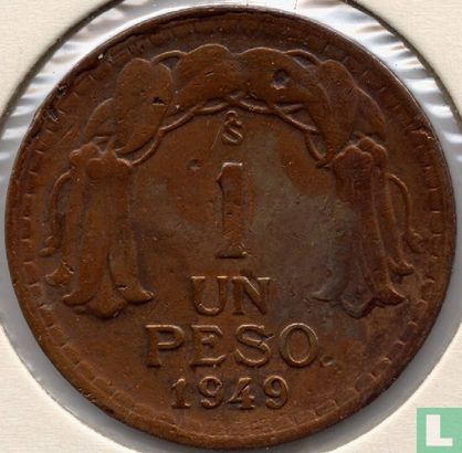 Chili 1 peso 1949 - Afbeelding 1