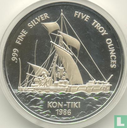 Samoa 25 tala 1986 (PROOF) "Sailing ship Kon-Tiki" - Image 1