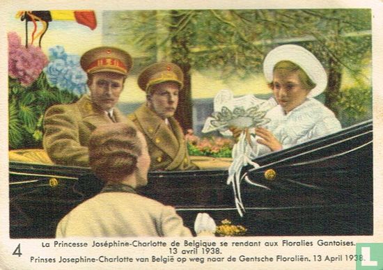 Prinses Josephine-Charlotte van België op weg naar de Gentsche Floraliën. 13 April 1938 - Bild 1