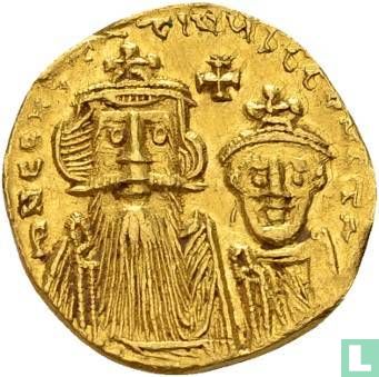 Constans II, with Constantine IV, Golden Solidus, 641-668, Constantinopolis - Image 1