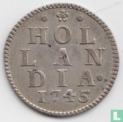 Hollande 1 duit 1745 (argent) - Image 1