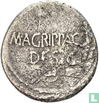 Octavian with Divus Julius Caesar, Octavian Mint mobile AR Denarius 38 BC. - Image 2