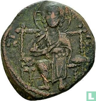 Empire byzantin AE Follis, 'Classe D', Anonyme attribué à Constantin IX Constantinople 1042-1055 ap. J.-C. - Image 1