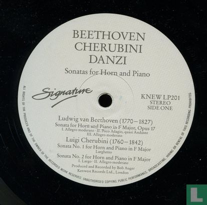 Beethoven Cherubini Danzi Sonatas for horn and piano - Afbeelding 3