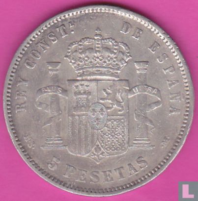 Spanje 5 pesetas 1884 - Afbeelding 2