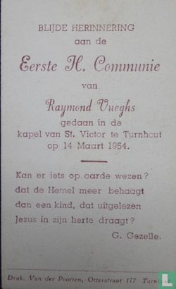 Eerste H. Kommunie .Blijde herinnering van Raymond Vueghs - Image 2