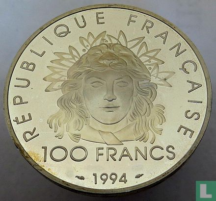 France 100 francs 1994 (PROOF) "1996 Summer Olympics in Atlanta - Javelin Thrower" - Image 1