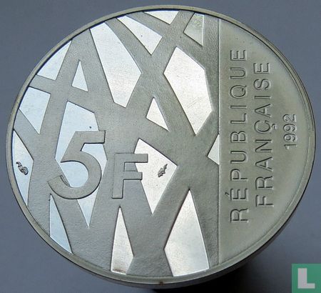 Frankreich 5 Franc 1992 (PP - Silber) "10th anniversary Death of Pierre Mendès France" - Bild 1