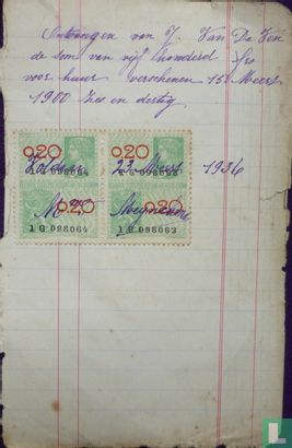 Betaalbewijs Huishuur met taxzegels 1936 - Image 2
