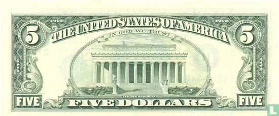 Verenigde Staten 5 dollars 1995 B - Afbeelding 2
