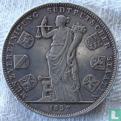 Beieren 2 thaler 1837 "Monetary Union of the Six South German States" - Afbeelding 1