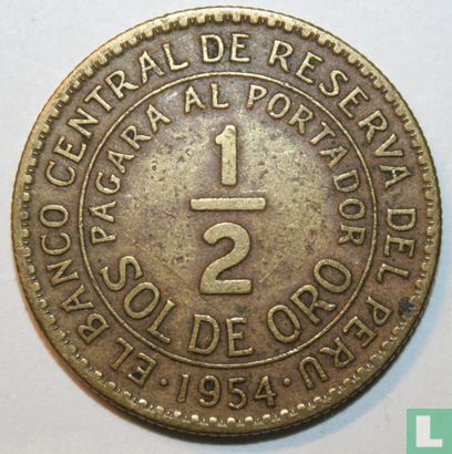 Pérou ½ sol de oro 1954 - Image 1