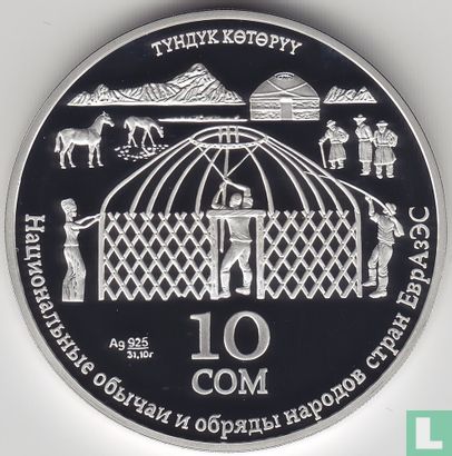 Kyrgyzstan 10 som 2010 (PROOF) "Yurt construction" - Image 2