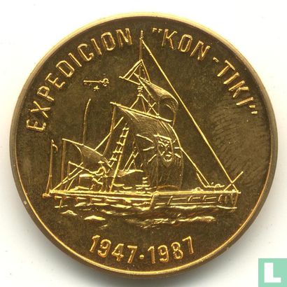 Cuba 1 peso 1987 "40 years of expedition Kon - Tiki" - Afbeelding 1