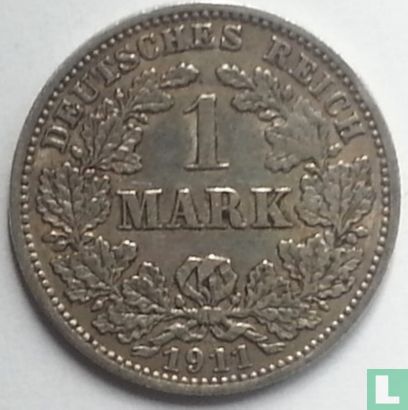 Empire allemand 1 mark 1911 (J) - Image 1