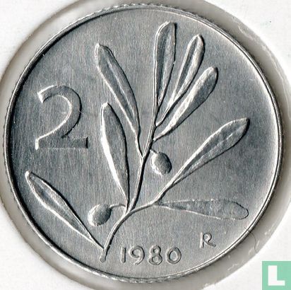 Italië 2 lire 1980 - Afbeelding 1