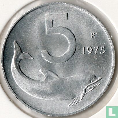 Italië 5 lire 1975 - Afbeelding 1